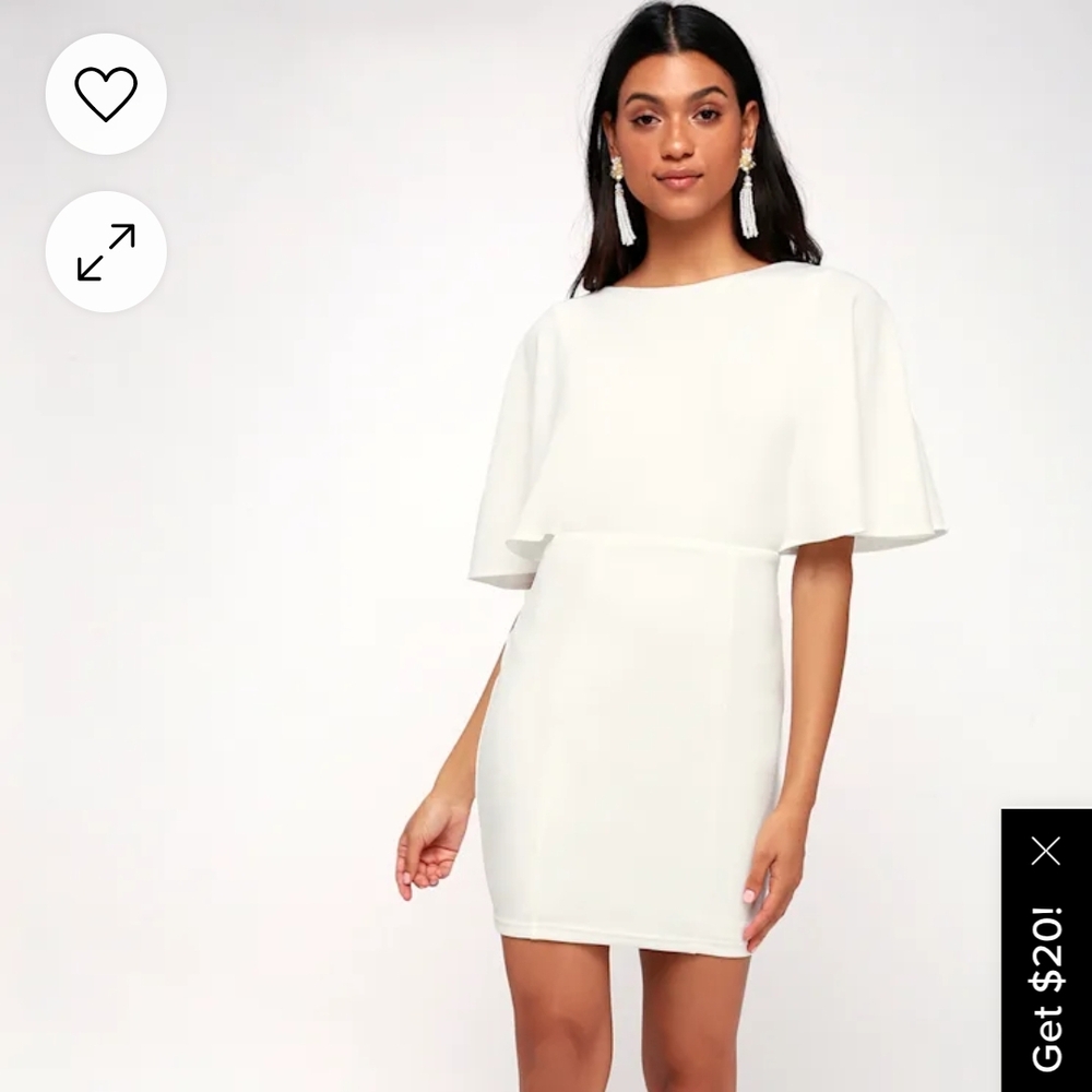 Lulu's White Flutter Sleeve Sheath Dress